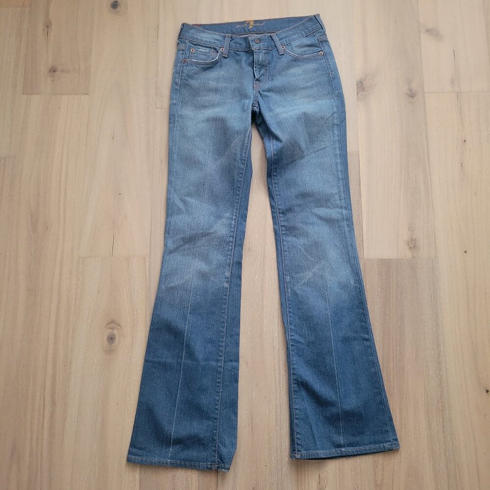 7 For All Mankind Bootcut Jeans Womens 26 Blue USA Made Faded Mid Rise Mid Wash